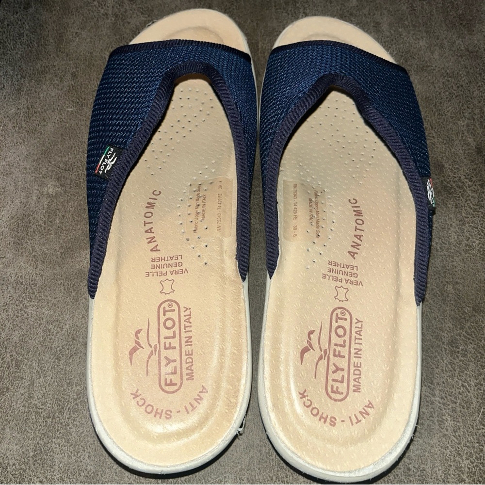 Fly Flot Navy Leather Sandals - Picture 7 of 8